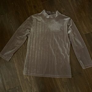 SHEIN Velvet Long Sleeve Top - Taupe